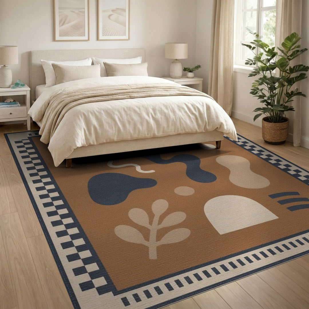 Brown and Tan Abstract Brown Area Rug