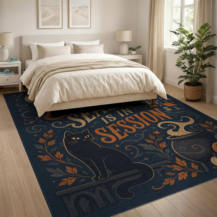 Spooky Season Black Cat Area Rug