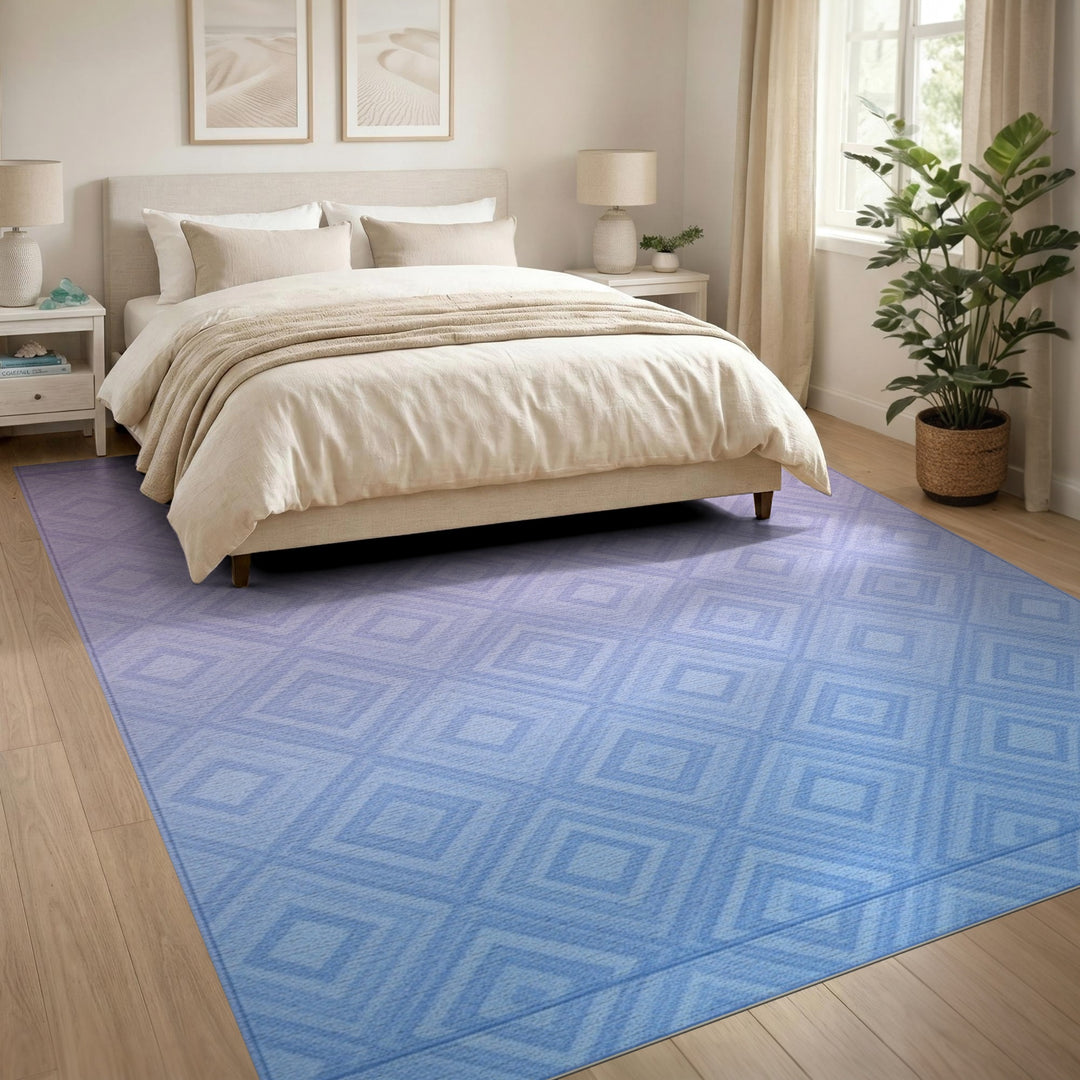 Purple Gradient Geometric Diamond Area Rug