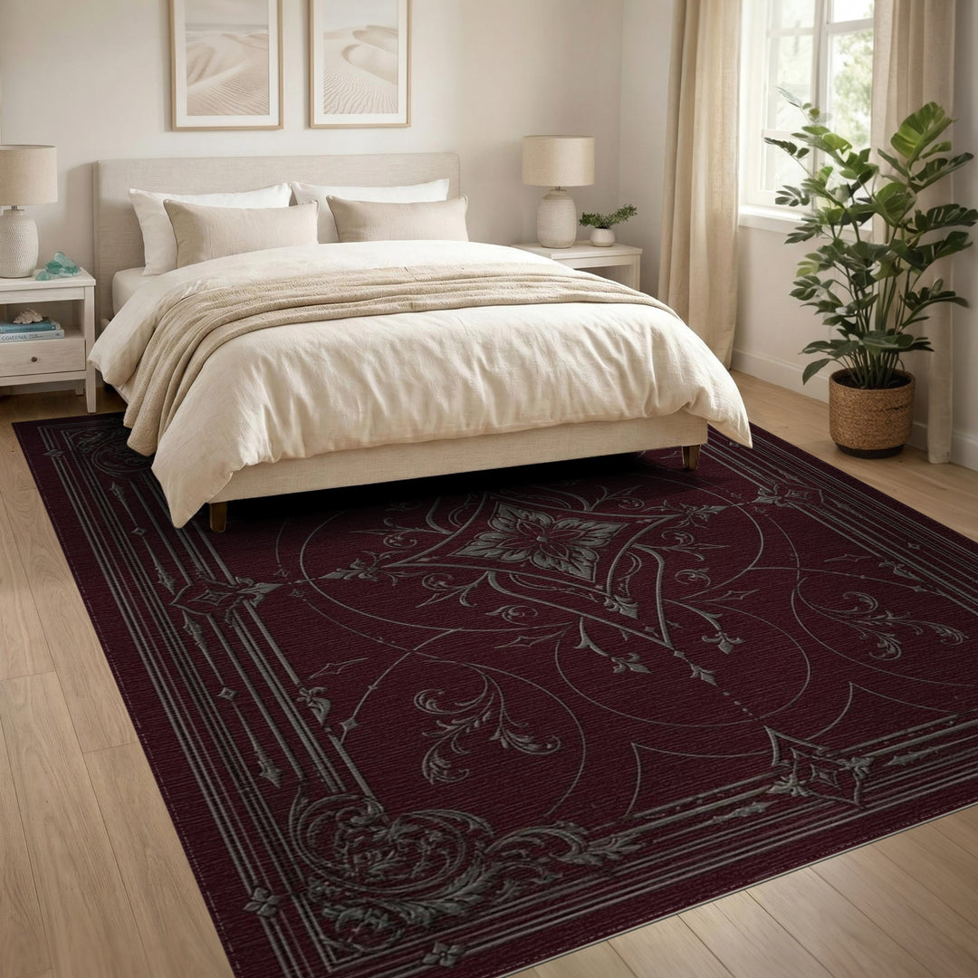 Red Ornate Medallion Area Rug
