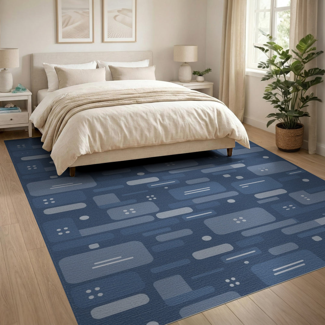 Blue Geometric Modern Area Rug