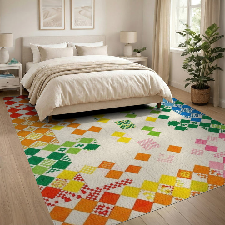 Vibrant Multi-Color Geometric Area Rug