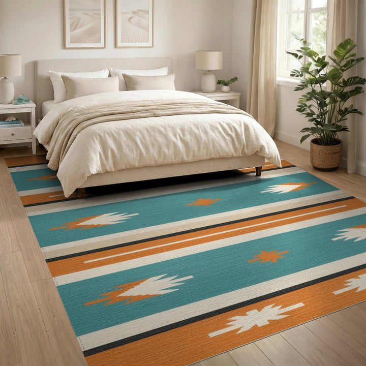 Southwestern Teal Arrowhead Area Rug