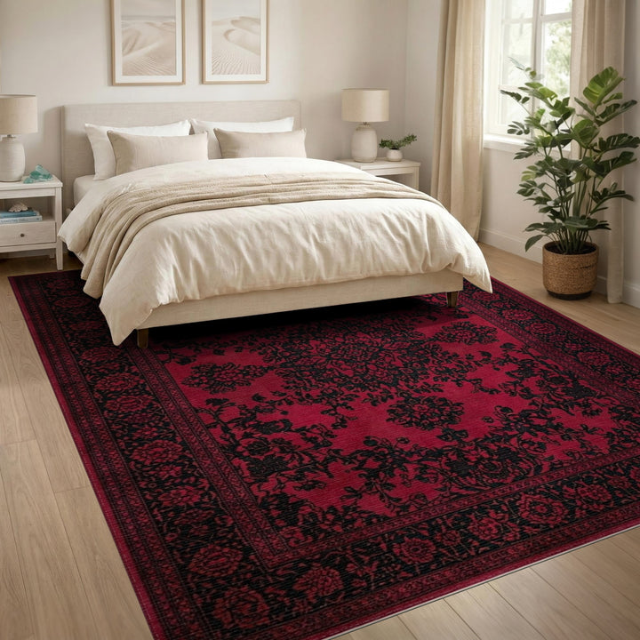 Red Floral Red Persian Floral Area Rug