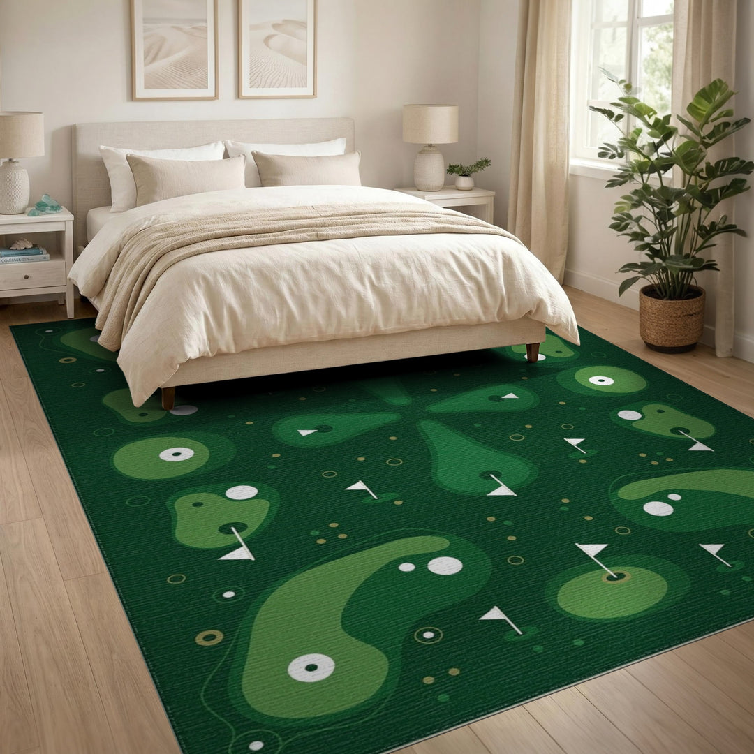 Green Golf Greens Abstract Area Rug