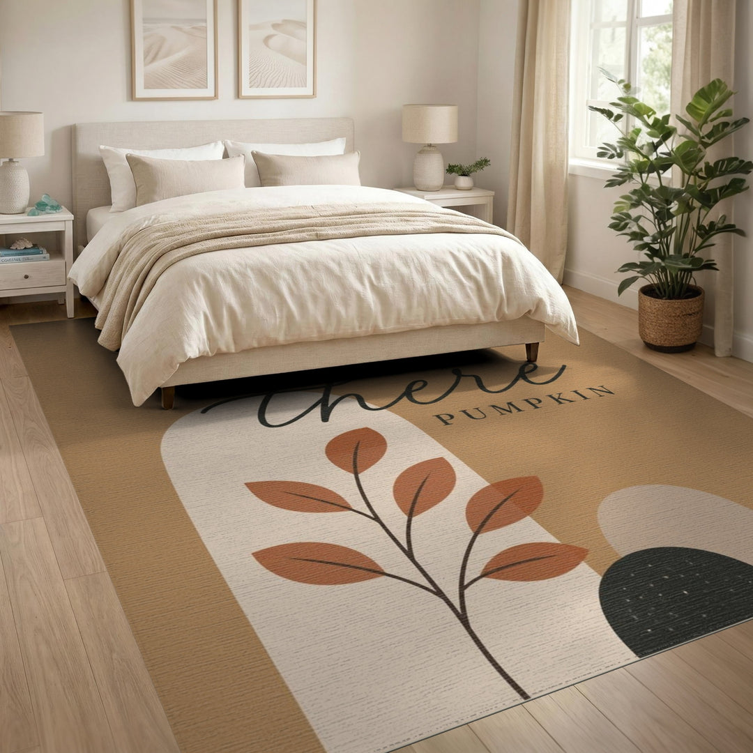 Brown and Tan Hey There Pumpkin Boho Area Rug