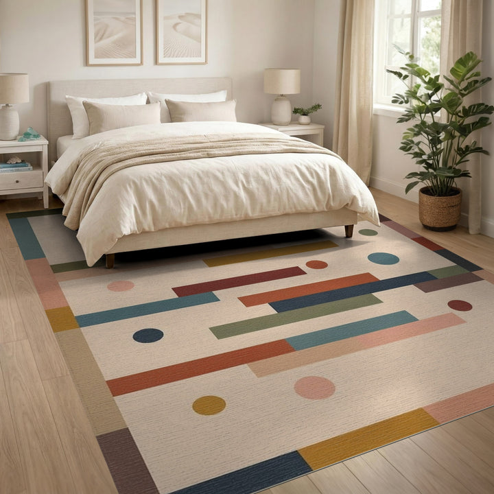 ODIKA Geometric Beige Multi-Color Area Rug