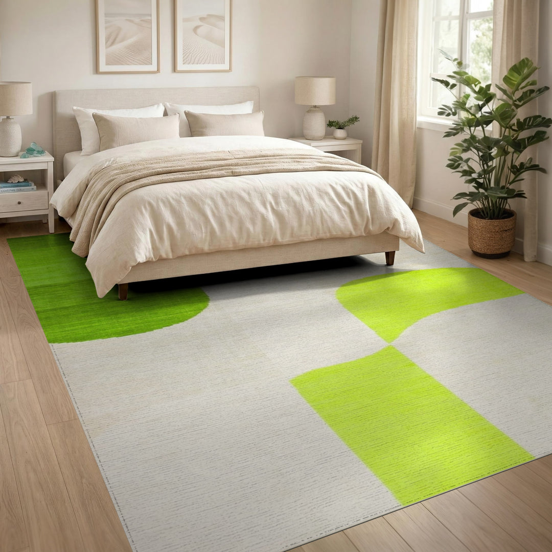 Lime Green Organic Abstract Area Rug