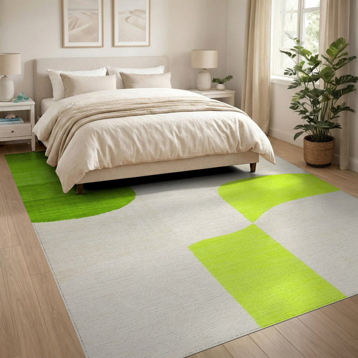 Lime Green Organic Abstract Area Rug