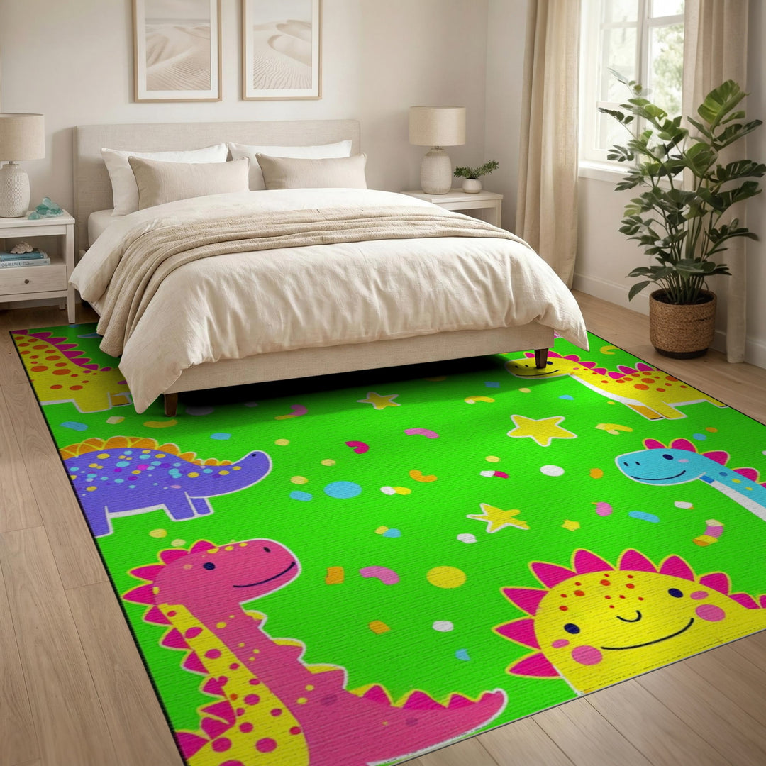 Colorful Dinosaur Kids Washable Area Rug