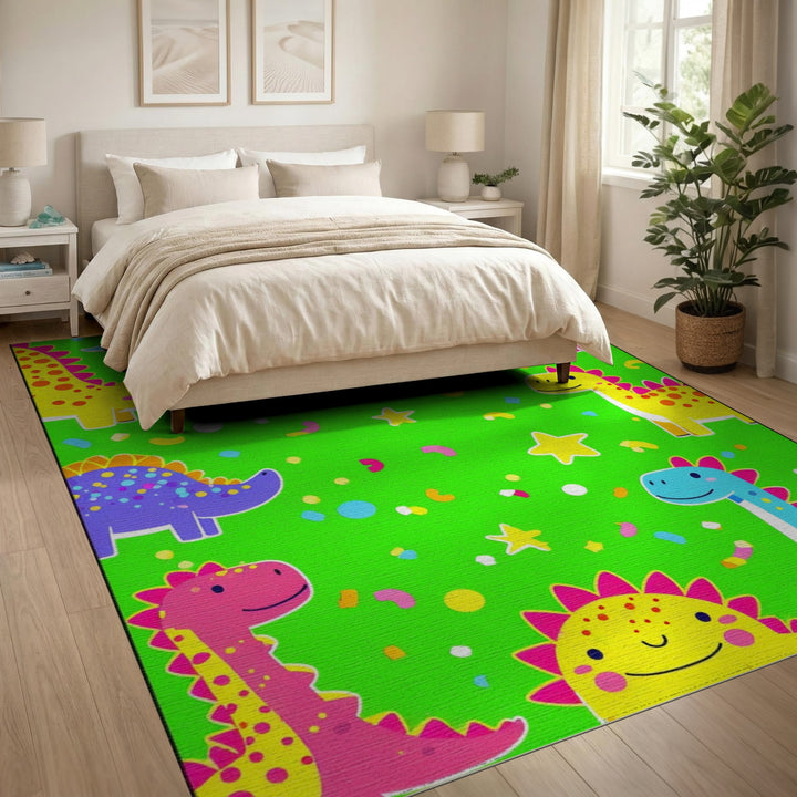 Colorful Dinosaur Kids Washable Area Rug