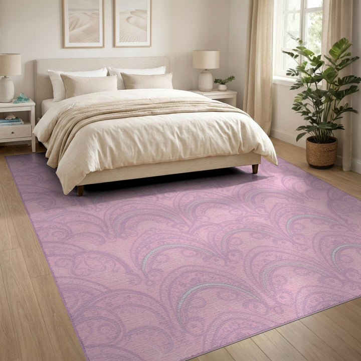 Pink Paisley Scallop Vintage Area Rug