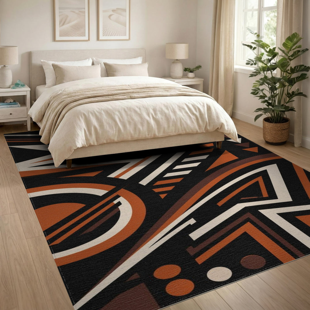 Brown and Tan Bold Geometric Brown Area Rug