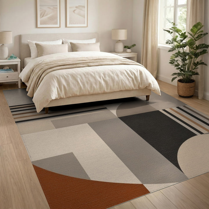 Geometric Modern Brown Tan Brown and Tan Area Rug