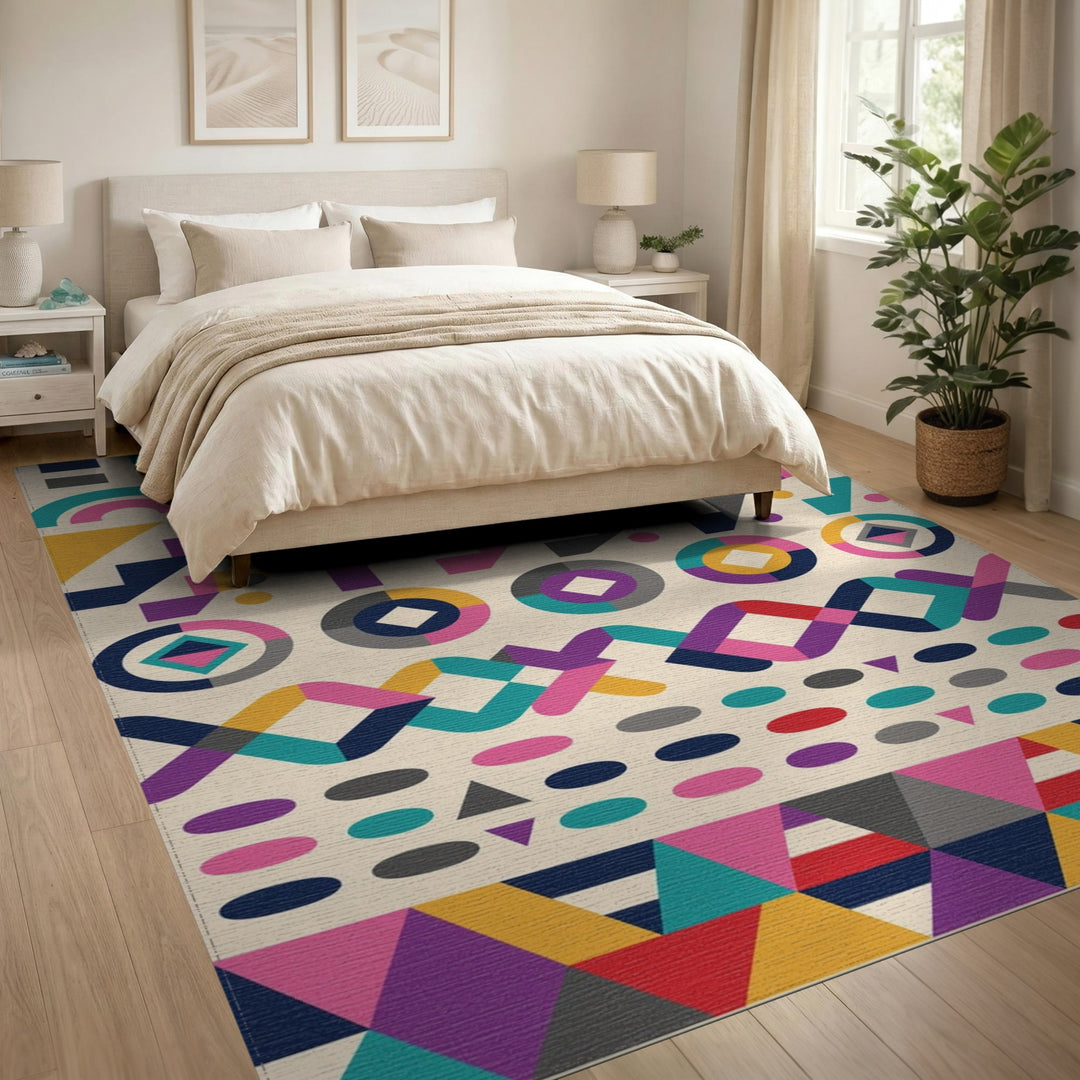 Vivid Multi-Color Geometric Modern Area Rug