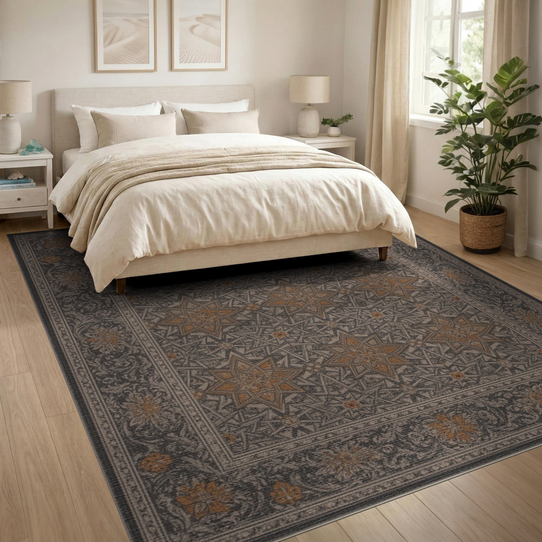 Grey Star Medallion Persian Area Rug