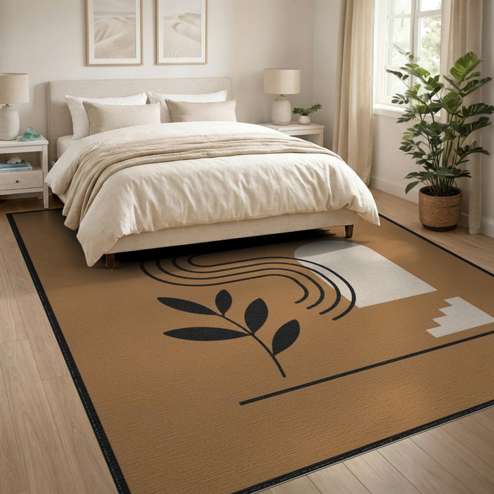 Brown Geometric Abstract Geometric Modern Area Rug