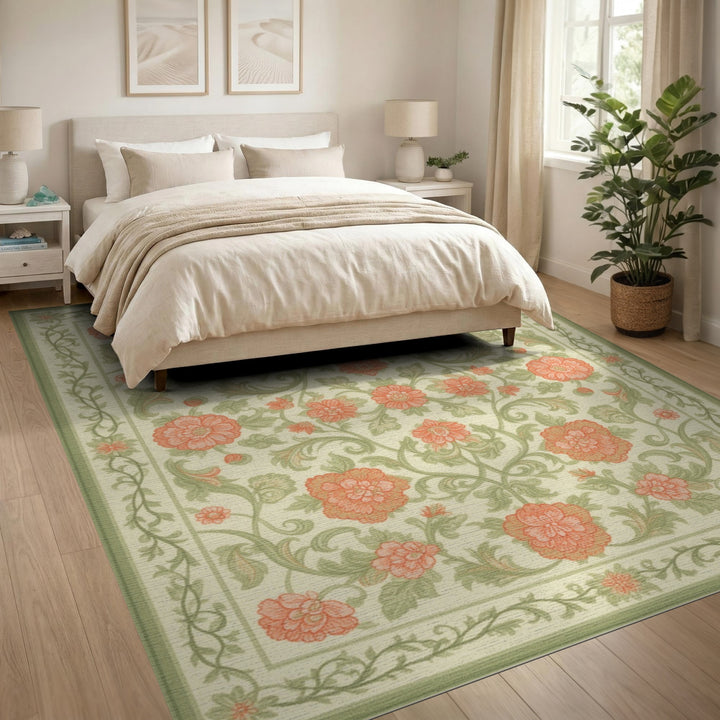 Pink ODIKA Pink Floral Vintage Area Rug