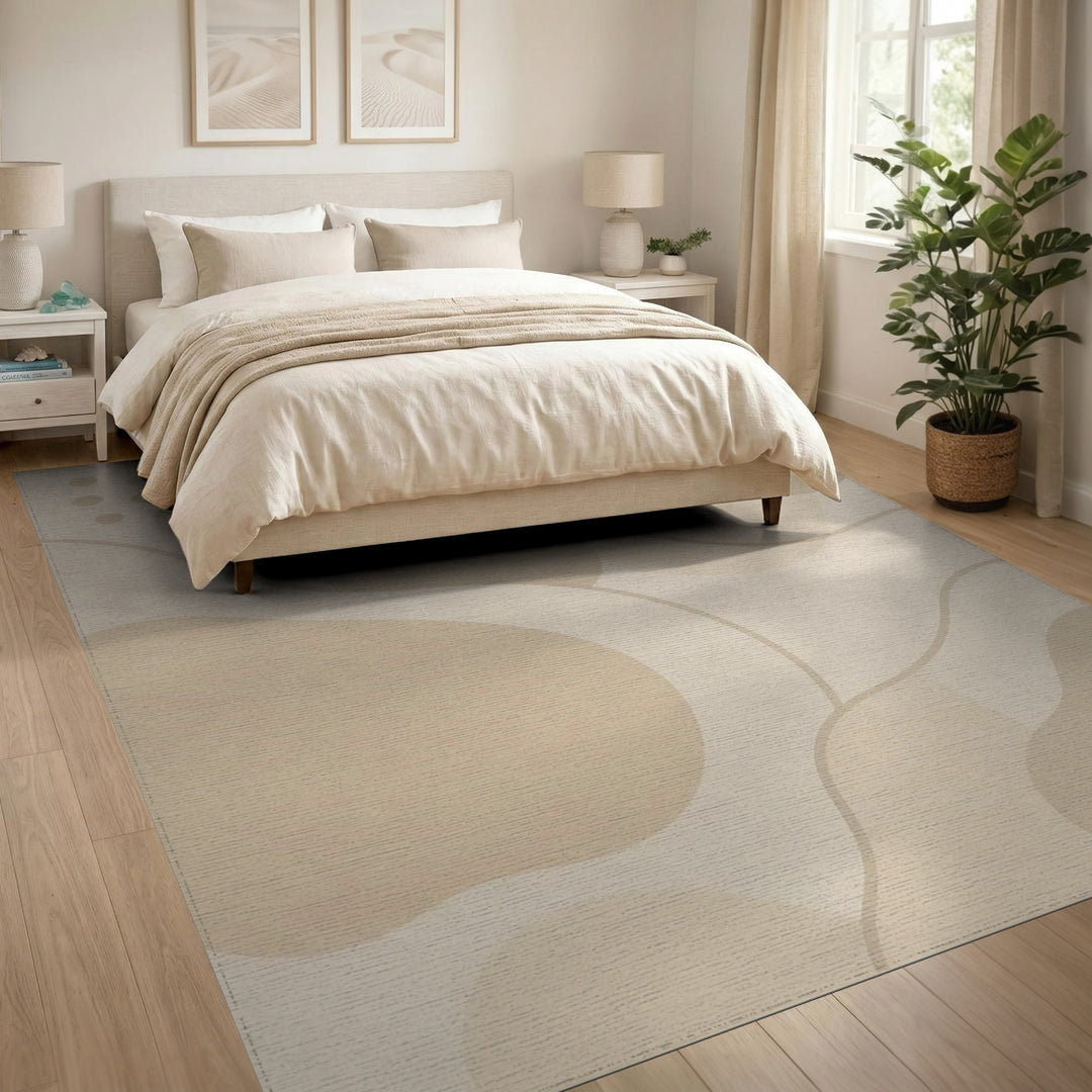 Beige and Neutral Abstract Area Beige Abstract Organic Area Rug