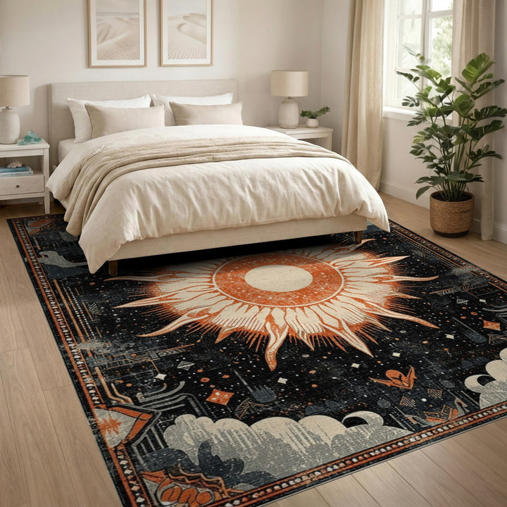 Orange Celestial Sun Area Rug
