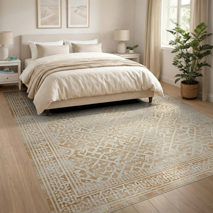 Beige Distressed Vintage Distressed Vintage Area Rug