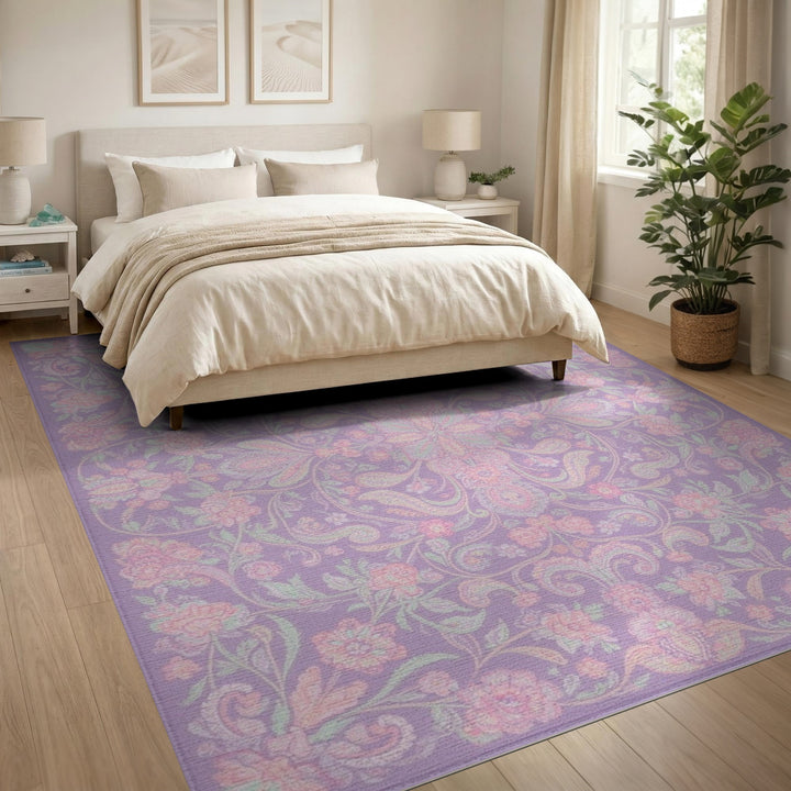 Purple Floral Vintage Area Rug