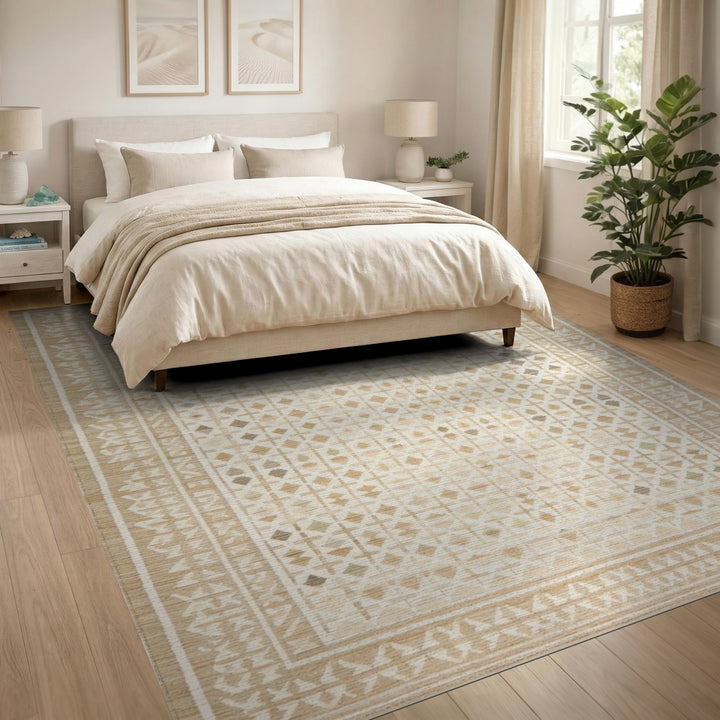 Beige Geometric Diamond Area Rug