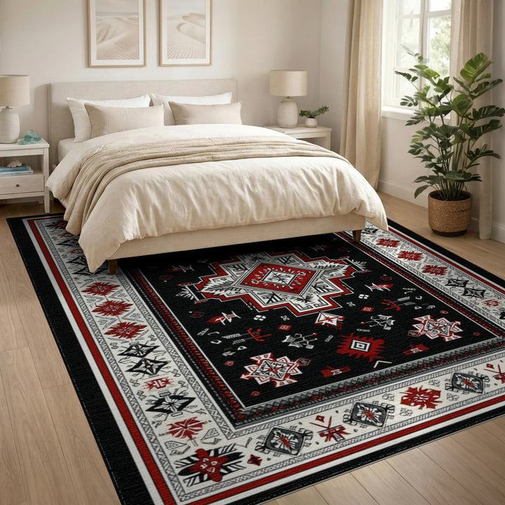 Black Geometric Heritage Area Rug