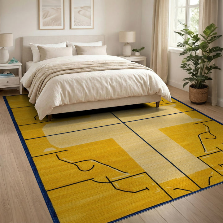 Yellow Geometric Cross Area Rug