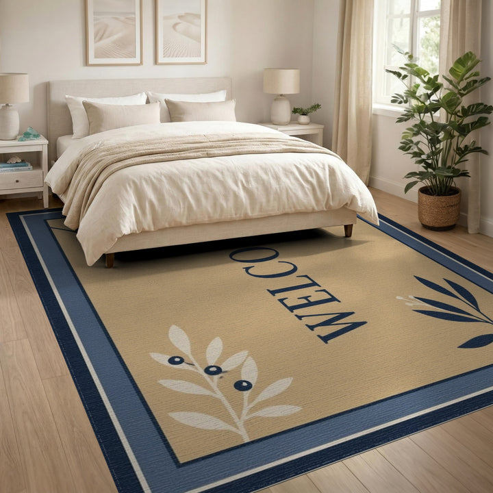 Beige Welcome Botanical Area Rug