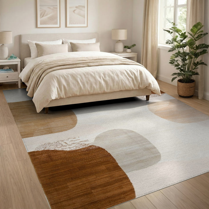 Brown and Tan Organic Brown Abstract Area Rug
