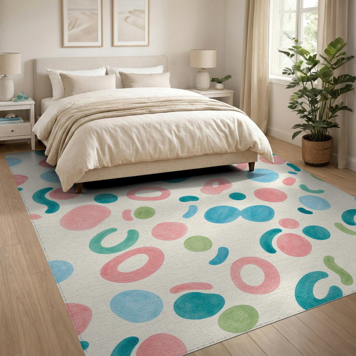 Multi-color and Patterns Abstract Multi-Color Washable Area Rug