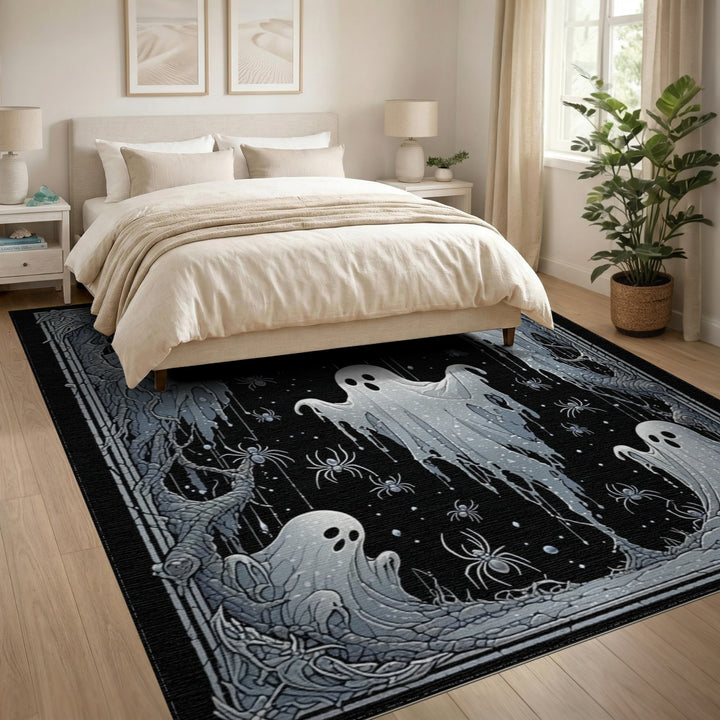 Ghostly Spirits Black White Area Rug