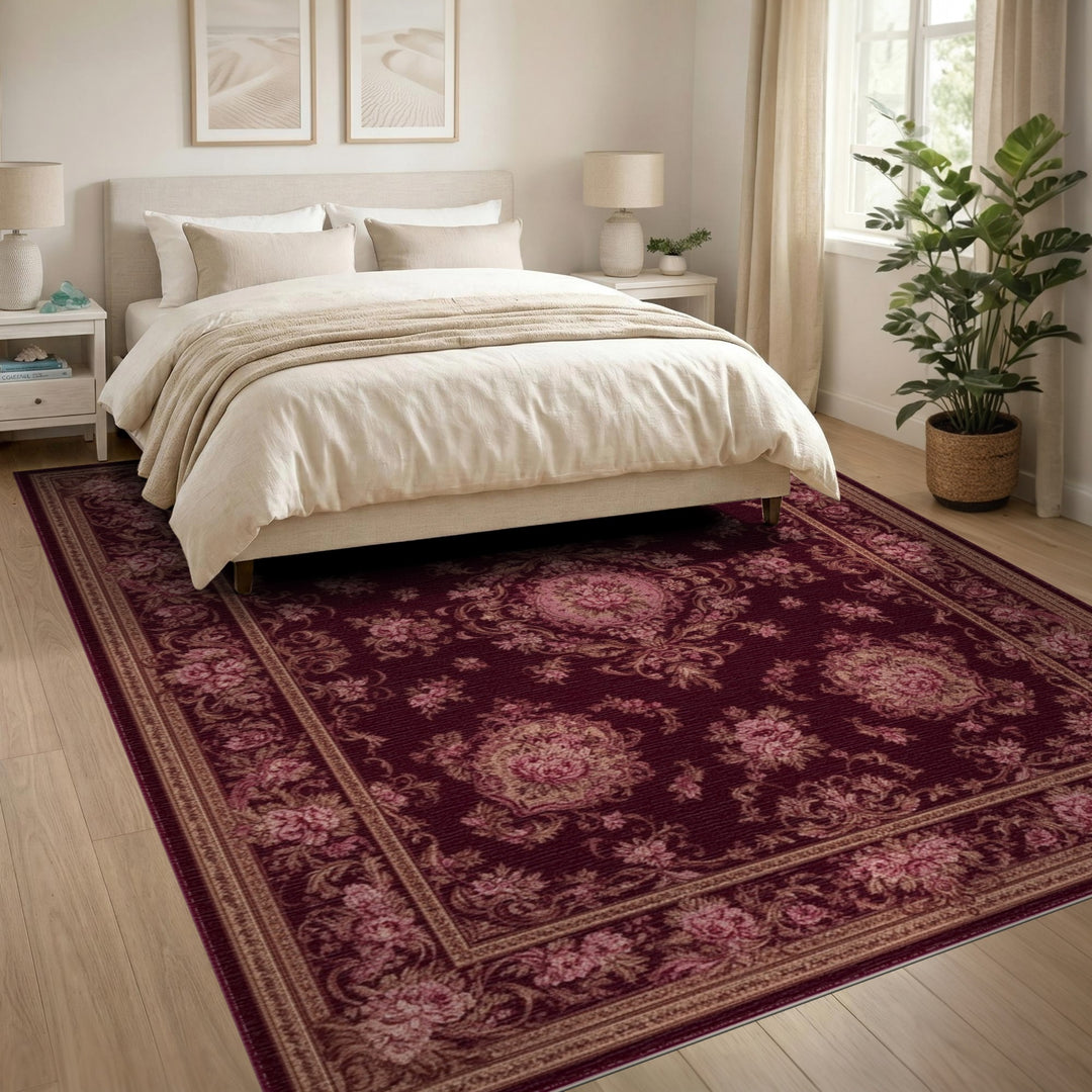 Traditional Persian Rich Red Persian Floral Medallion Area Rug