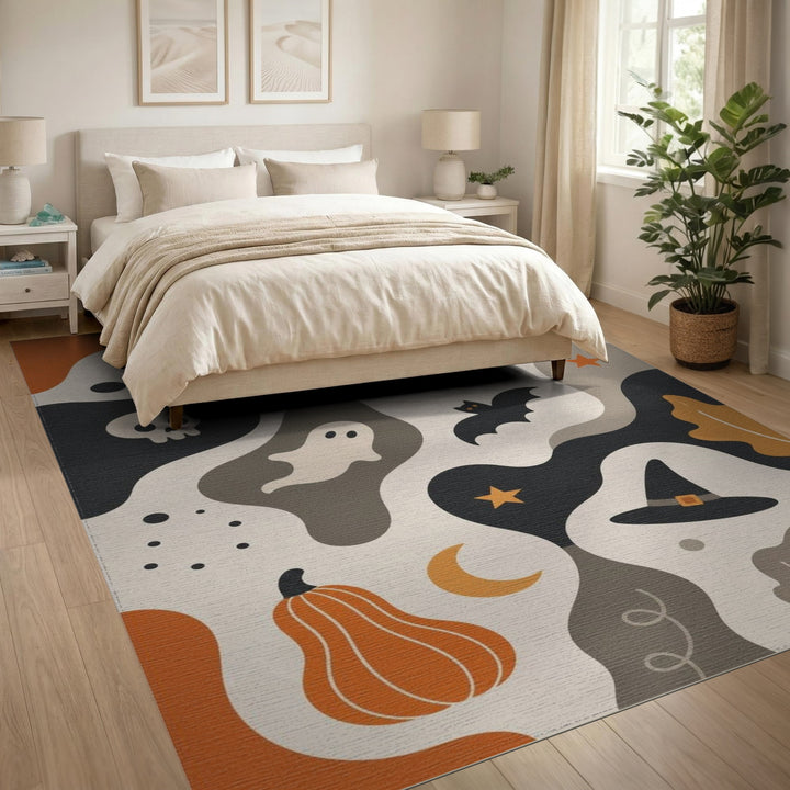 Halloween Abstract Area Rug with Pumpkins