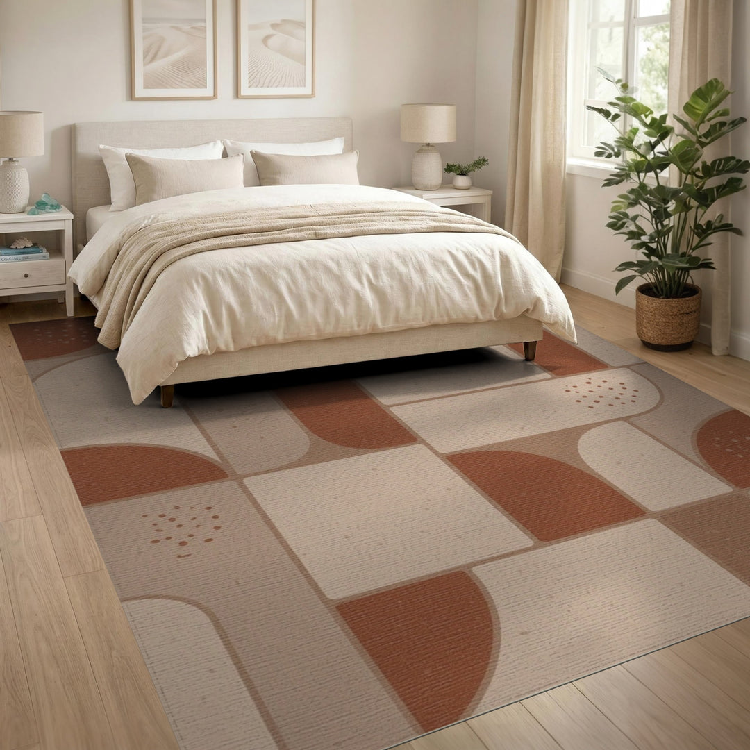 Modern Geometric Brown Area Rug