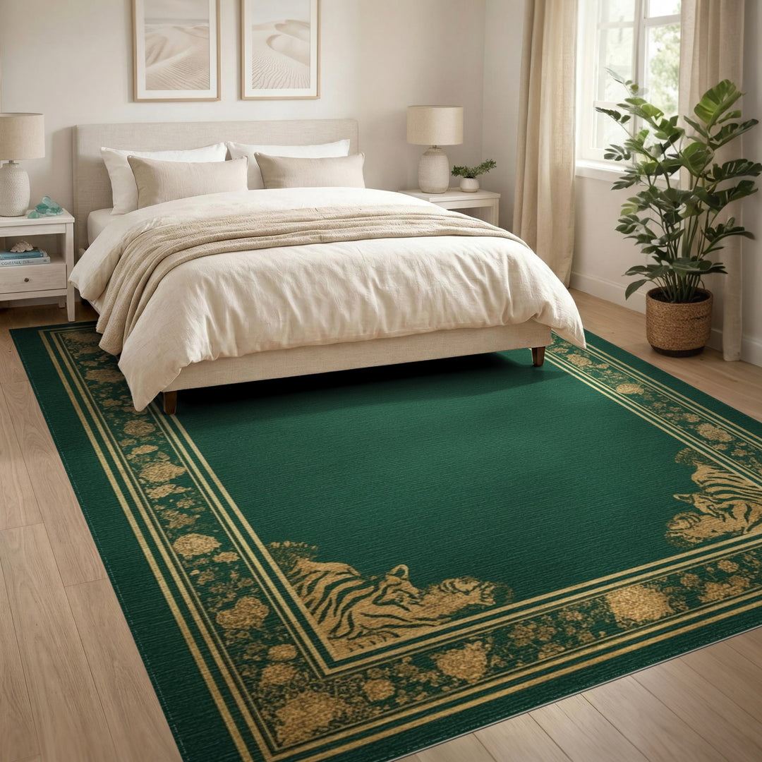 Green Tiger Floral Area Rug