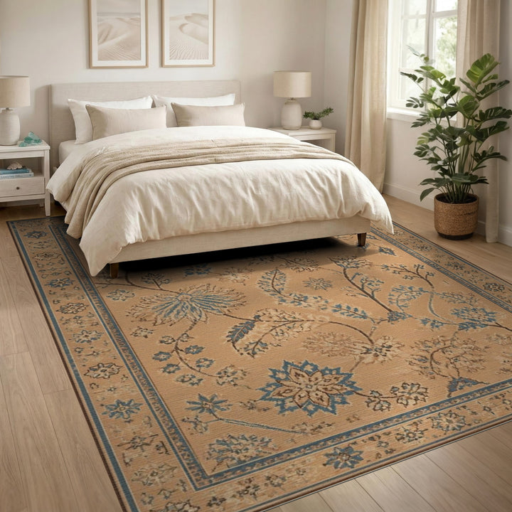Beige Floral Vintage Area Rug