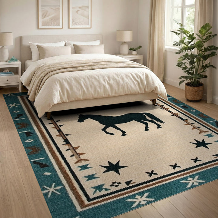 Southwestern Horse Silhouette Area Rug