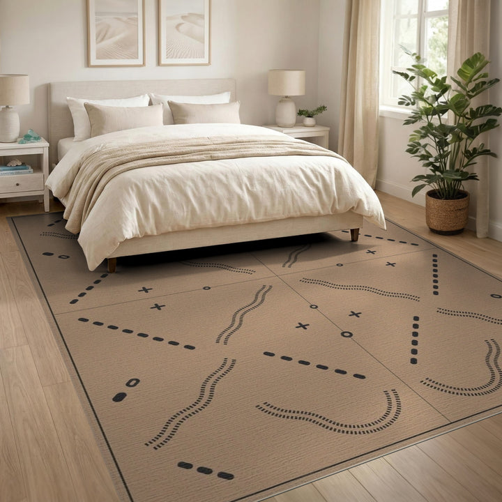 Brown Geometric Washable Area Rug