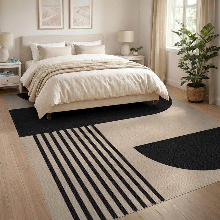 Geometric Modern Black and White Black Geometric Area Rug