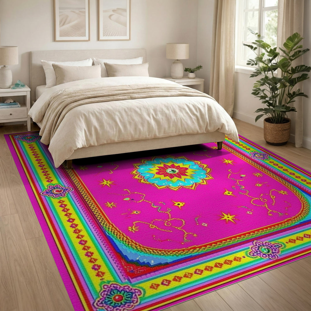 Pink Eye Mandala Boho Chic Area Rug