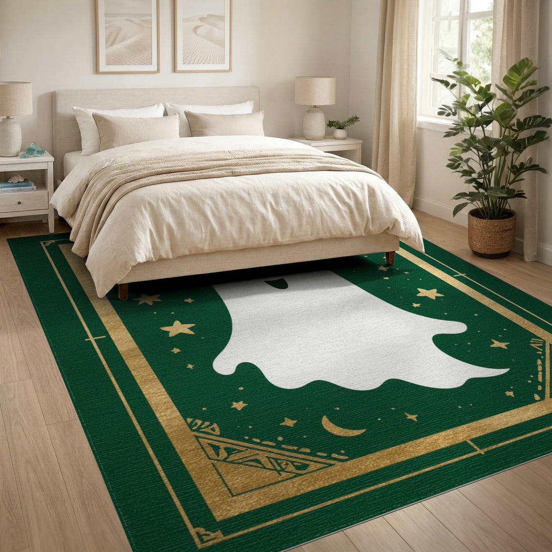 Cute Ghost Green Kids Area Rug