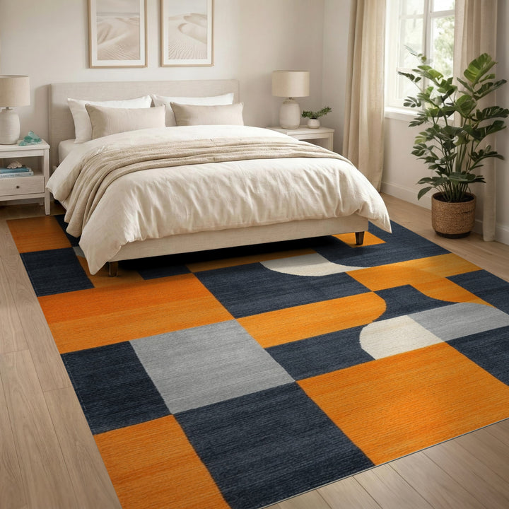 Multi-color and Patterns Bold Orange Geometric Area Rug