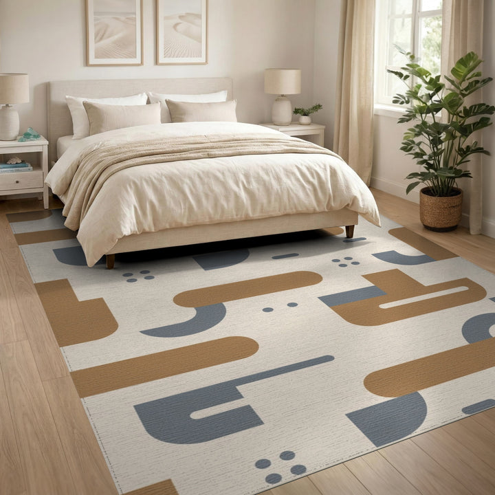 Abstract Brown and Tan Abstract Geometric Brown Area Rug