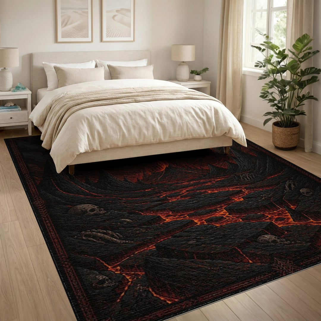 Lava Skull Inferno Red Area Rug