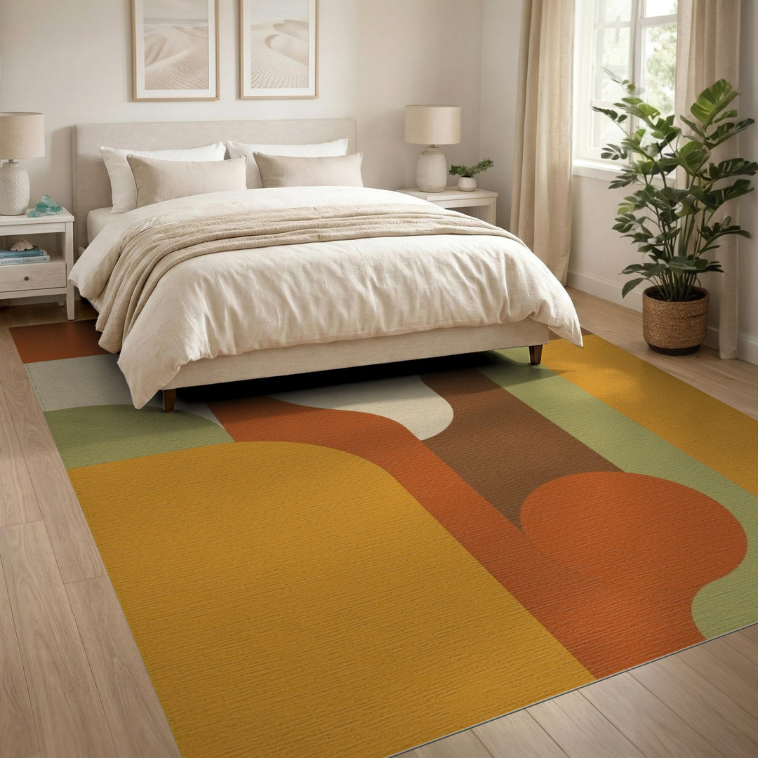 Orange Geometric Modern Area Rug