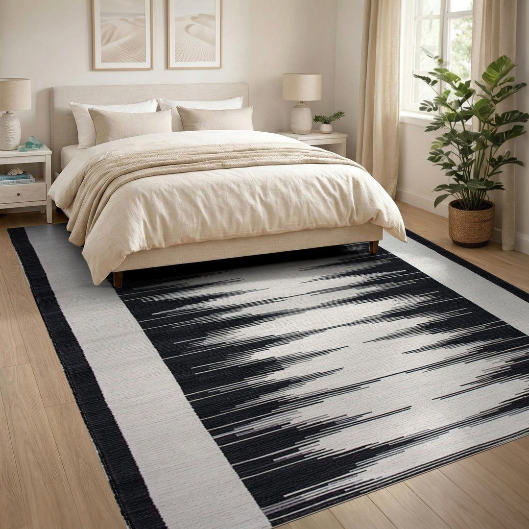 Black White Geometric Area Rug