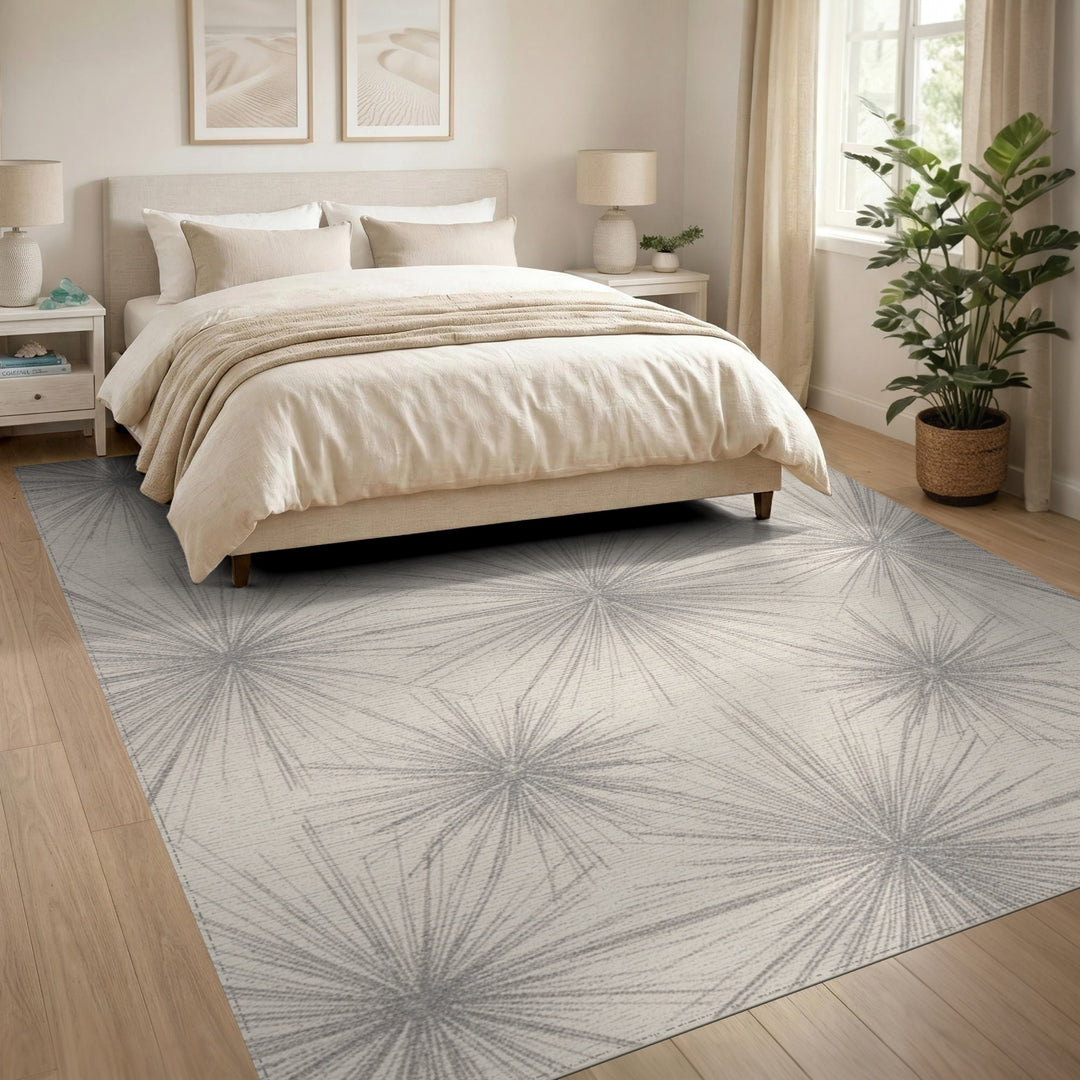 Grey Starburst Geometric Modern Area Rug