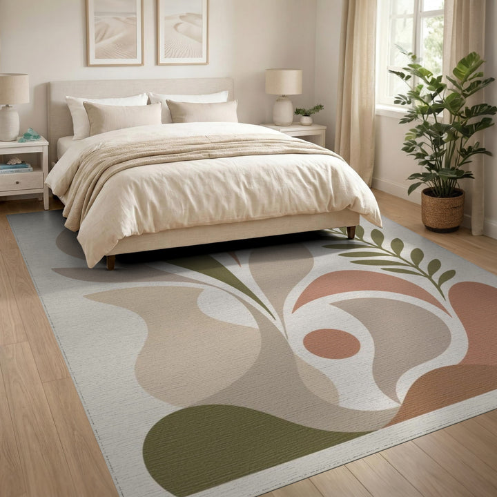 Beige Abstract Botanical Area Rug